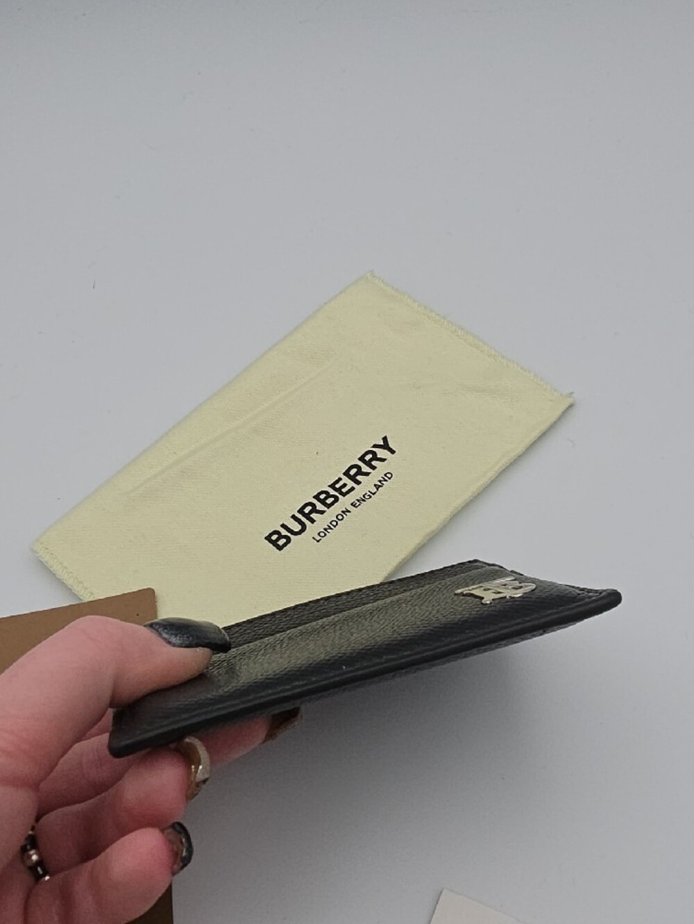 Burberry Black TB Monogram Pebbled Leather Sandon Card Holder (NWT)(DUST BAG)🖤 - Picture 9 of 12